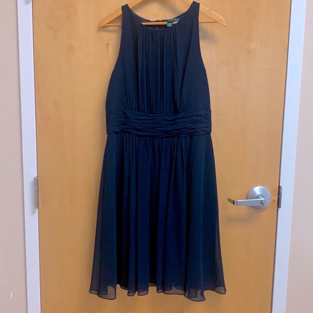 Lauren Ralph Lauren Navy Chiffon Dress